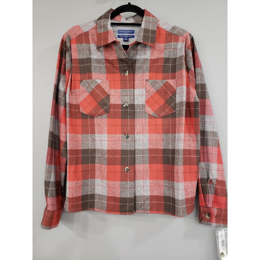 NEW Pendleton Tuckeroo Wool Plaid Shirt Button Up XL Vintage Fit Womens